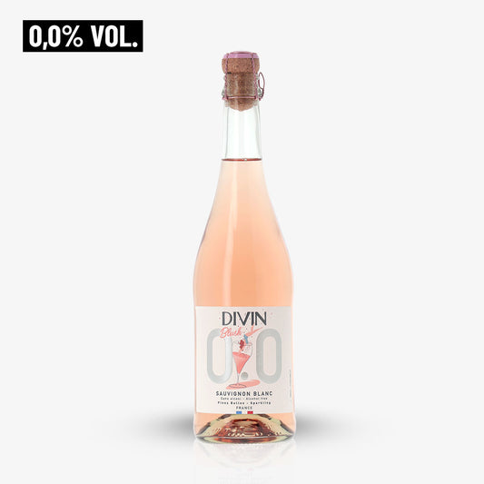 DIVIN SPARKLING BLUSH: feine Perlage mit Rosa-Schimmer und 0,0 % Alkohol